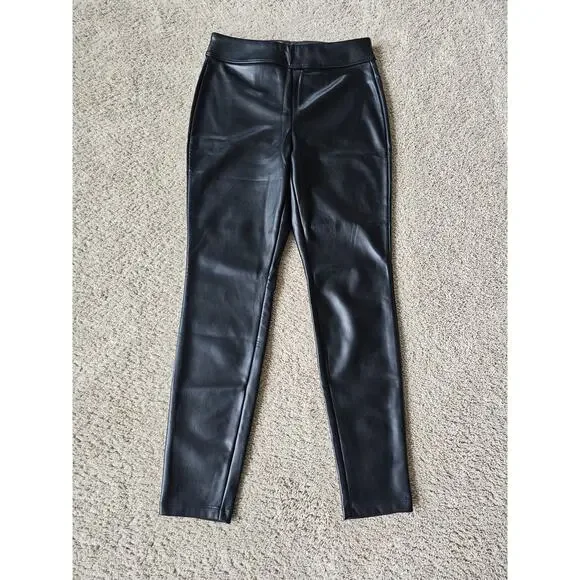 SO Leggings Womens High Rise Skinny Leg Pockets Medium 100% Polyester Pleather - Picture 1 of 6